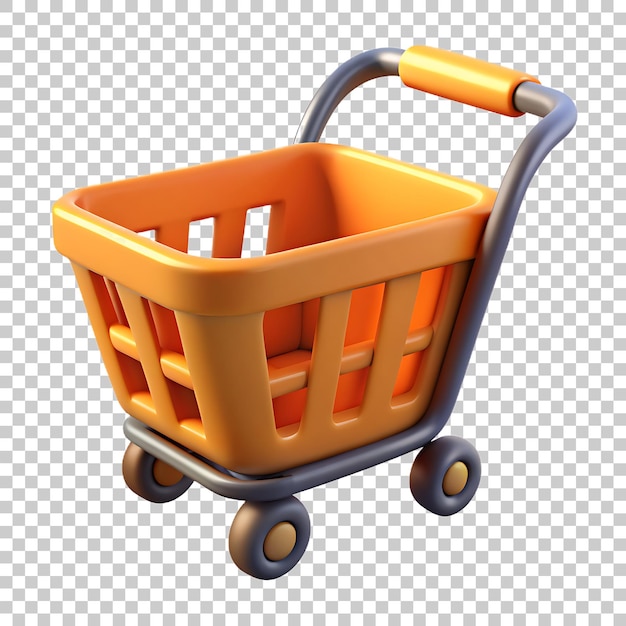Shopping Cart PNG Icon 3D with Transparent Background