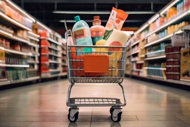 Shopping cart ready to shopping in department store super market