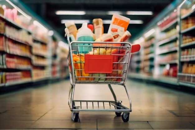 Shopping cart ready to shopping in department store super market