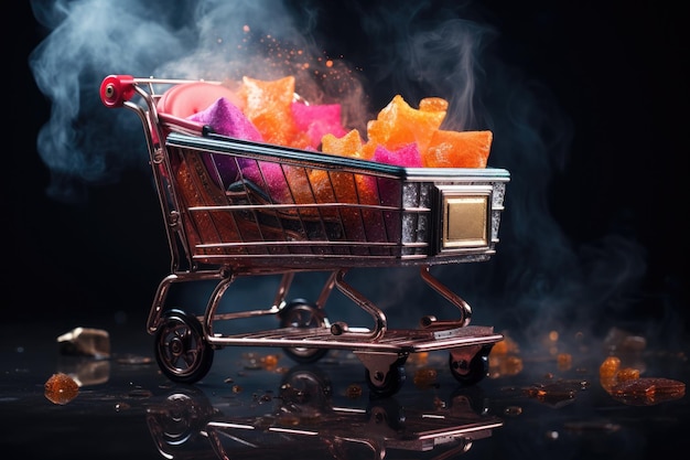 Shopping cart Sale on black friday concept Generative AI