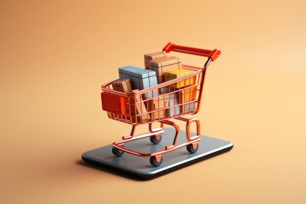 Shopping cart Sale on black friday concept Generative AI