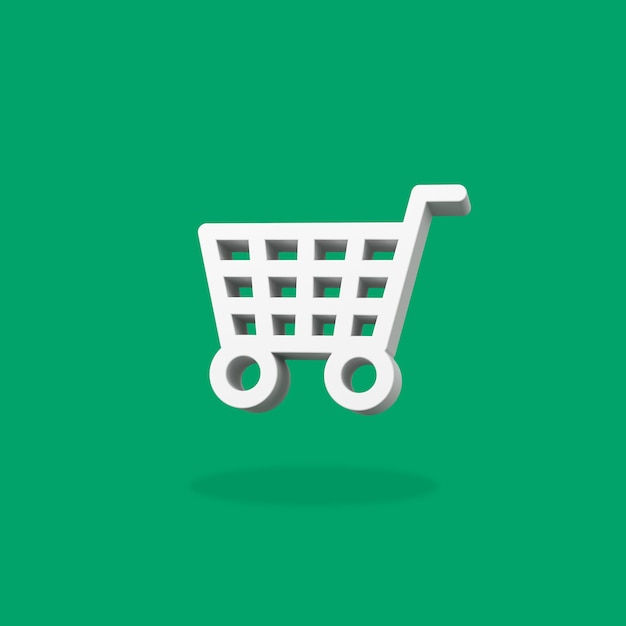 shopping cart shape on green background