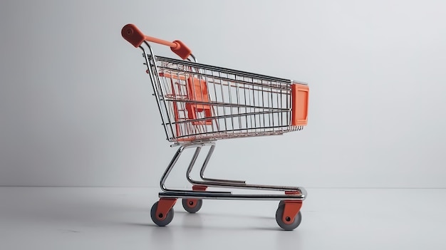 Shopping cart in a supermarket on an empty white background isolate Generative Ai