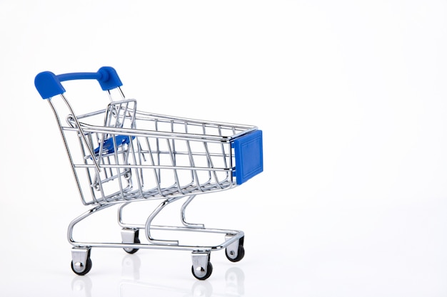 Shopping cart, supermarket trolley, ecommerce, white