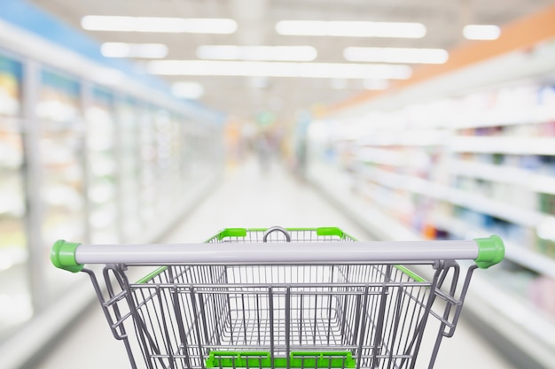 Shopping cart on supermarket