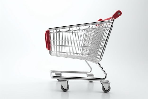 Shopping cart or trolley basket supermarket icon sign or symbol on white background 3d rendering