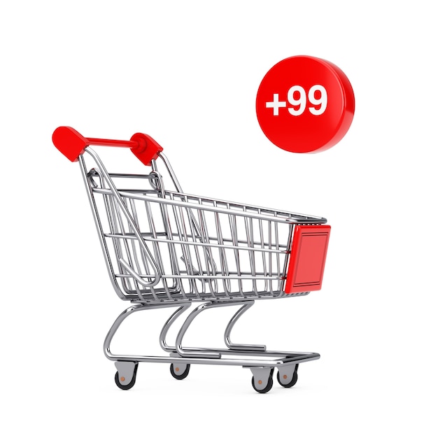 Shopping Cart Trolley with Order, Wish or Shopping List Tag on a white background. 3d Rendering