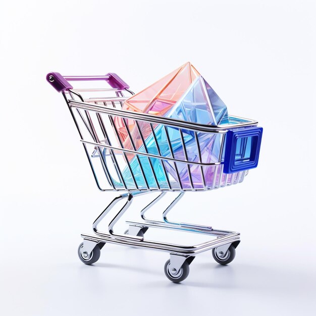 Shopping cart in white background