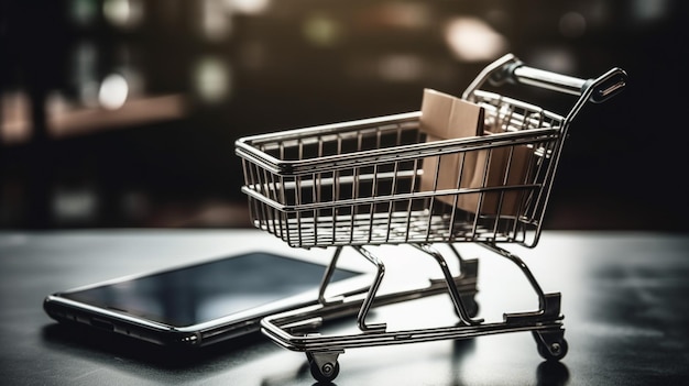 A shopping cart with a card inside it