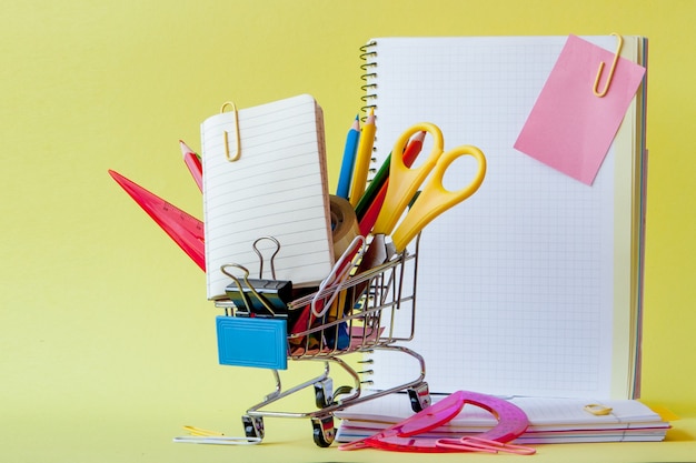 Shopping cart with different stationery