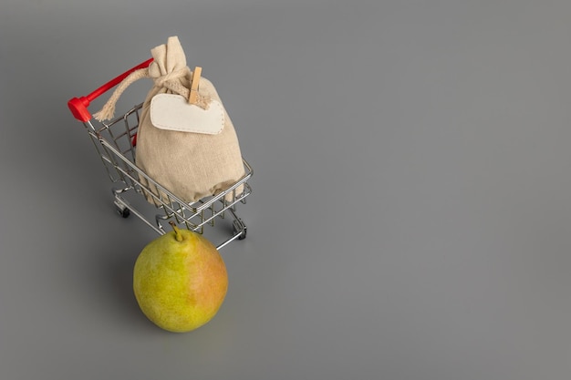 Shopping cart with food to do business