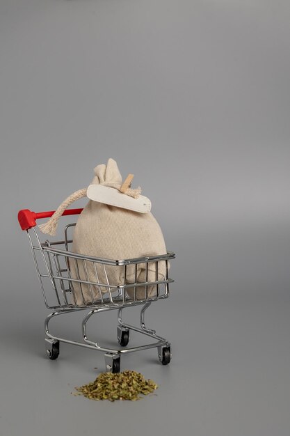 Shopping cart with food to do business