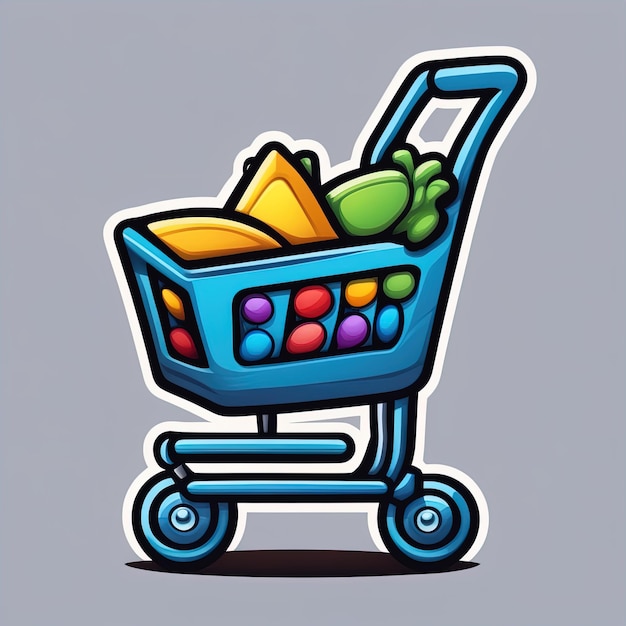 shopping cart with fruit and vegetablesshopping cart with fruit and vegetablescart with grocery bask
