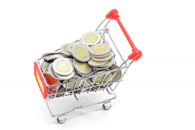 Shopping cart with full coins