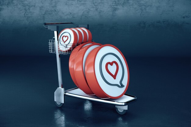 Shopping cart with heart symbol