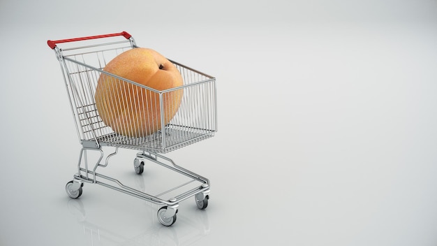 shopping cart with peaches