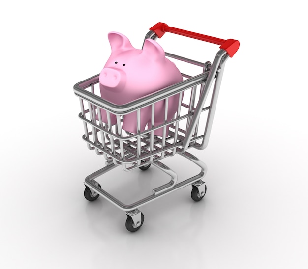 Shopping Cart with Piggy Bank