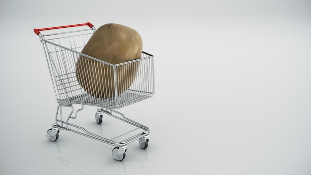 shopping cart with potatoes