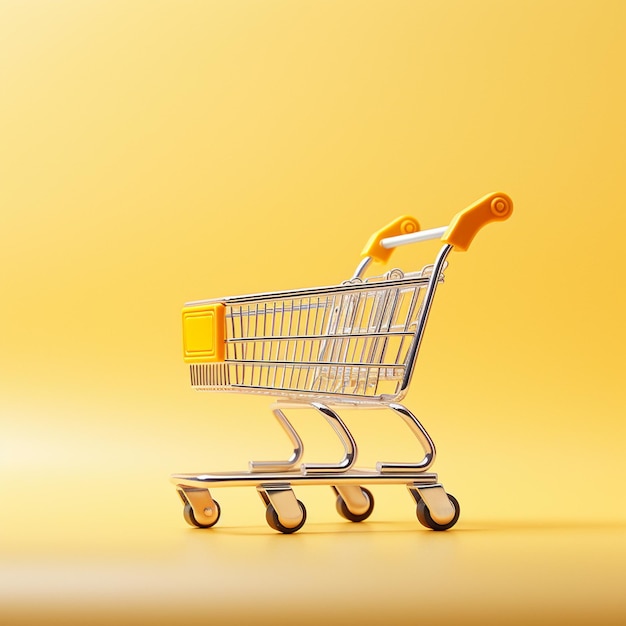 Shopping cart on a yellow background