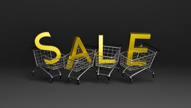 shopping carts with SALE letters inside