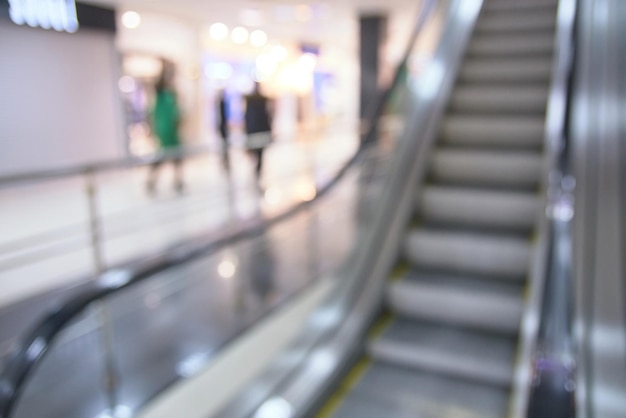 Shopping center Blurred background Gray escalator