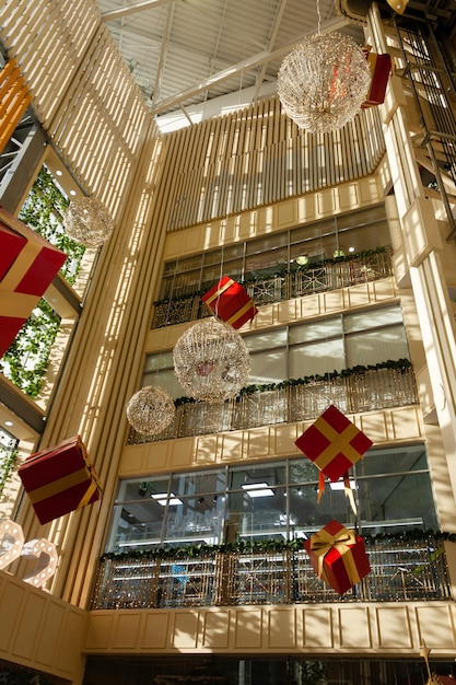 Shopping center decorated for the holiday