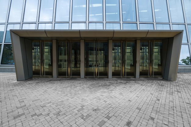 Shopping center entrance glass door