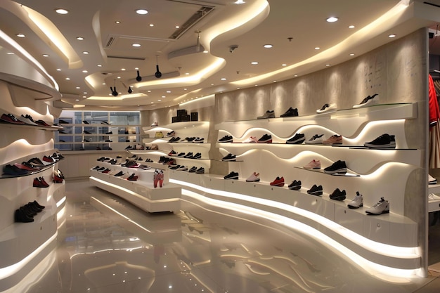 shopping concept interior of modern shoe store