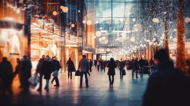 Shopping mall decorated for christmas time