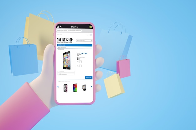 Shopping online app concept 3d rendering