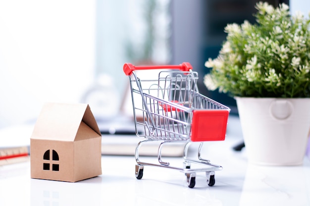 Shopping online concept- consegna a domicilio per acquisti online. fare acquisti a casa.