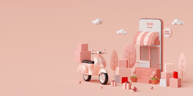 shopping online and delivery service on mobile application