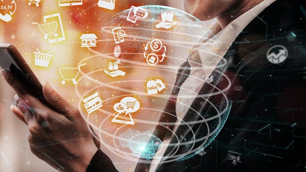 shopping online and internet money technology conceptual