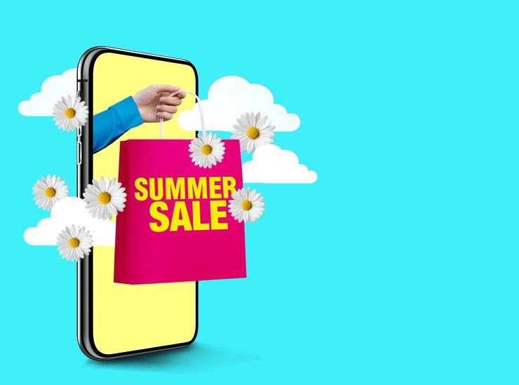 Photo shopping online summer sale concept