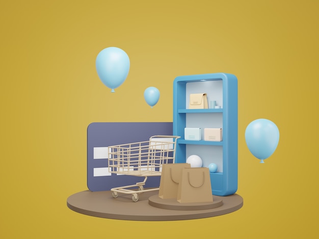 Shopping Online with balloon