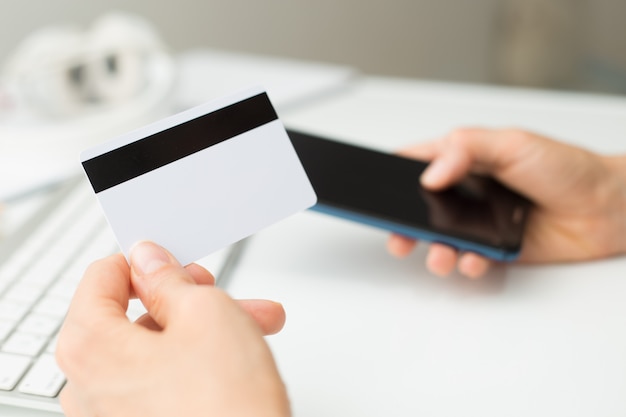 Shopping online with a credit card and smartphone