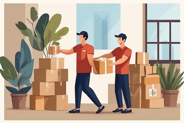 shopping online with Delivery mans hands giving cardboard package to another hand Delivery concept