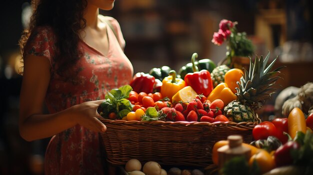 _Shopping Serenity Woman's Hand Holds a Grocery Basket Photorealistic_