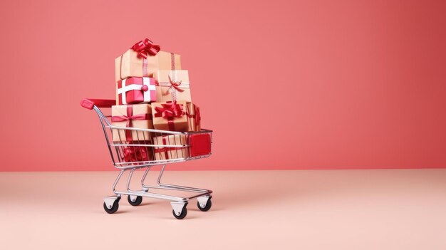 Shopping trolley and gift boxes based on the concept of special promotion of coupons