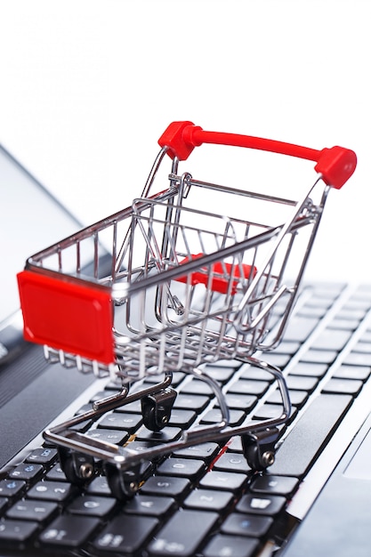 Shopping trolley over keyboard