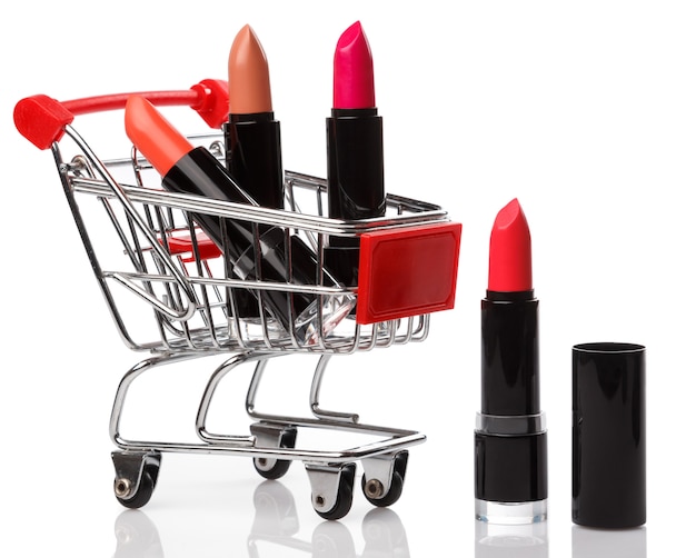 Shopping trolley and lipsticks