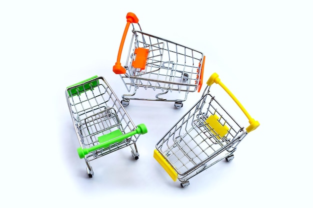 Shopping trolley or Shopping cart on white background
