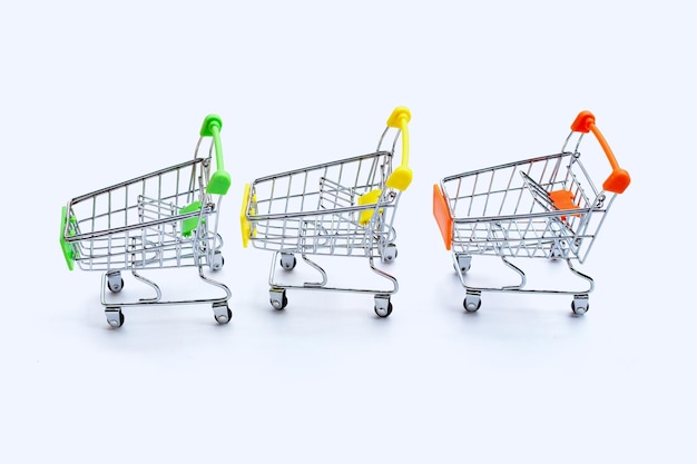 Shopping trolley or Shopping cart on white background