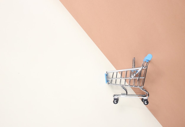 Shopping trolley. Top View, minimalism