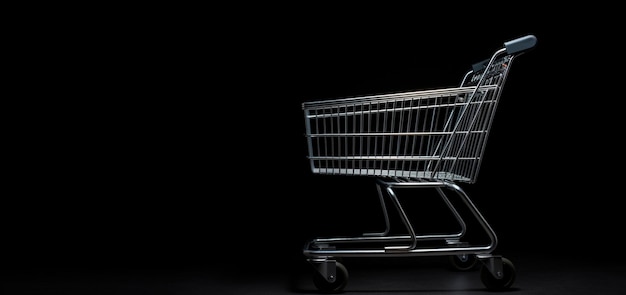 Shopping trolley with banner black background