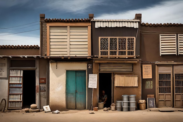 Магазины на улице случайного африканского трущобы