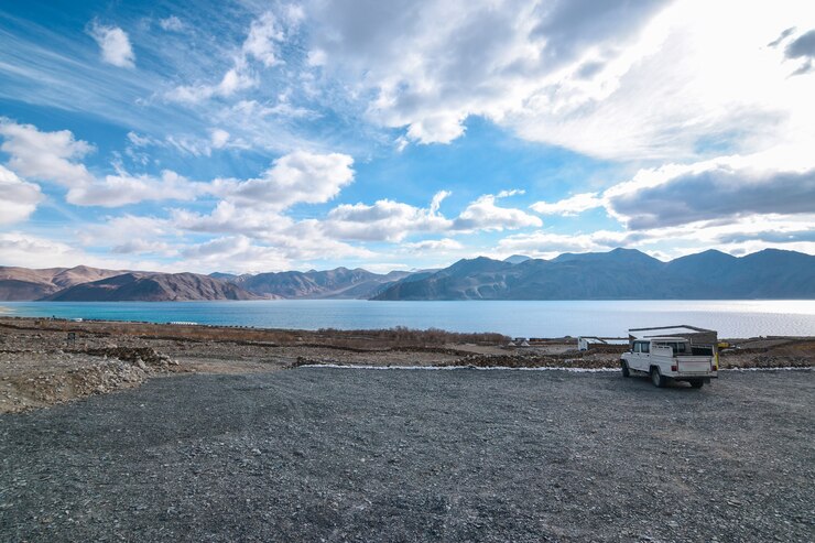 Shore of Pangong Lake in Leh Ladakh, India