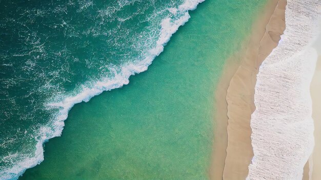 The shoreline of sand is washed with clear green sea water 3D illustration