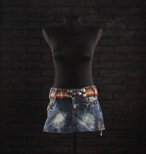 Photo short denim skirt on a mannequin