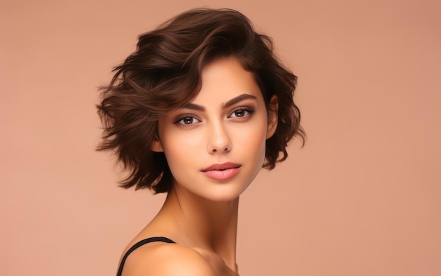 short hair Woman Simple Elegance in Portrait